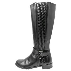 Stuart Weitzman Black Leather Knee-High Riding Boots, Size 7M